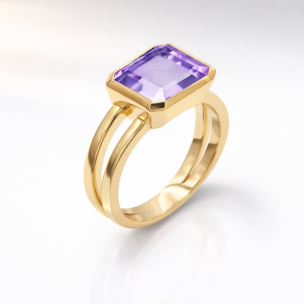 Rose Gold Amethyst Statement Ring
