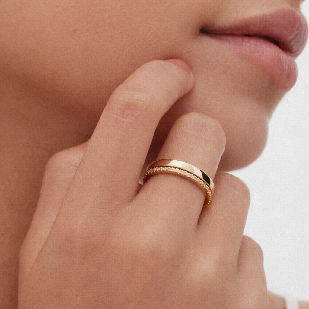 Dual Ring Stacking Wedding Band Eternity Wedding Band Minimalist Wedding Band Style.
