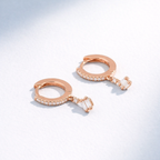 Huggie Earrings With Drop In Gold Diamond Setting
