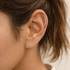 White Gold Diamond Crawler Earrings Elegant Minimal Design
