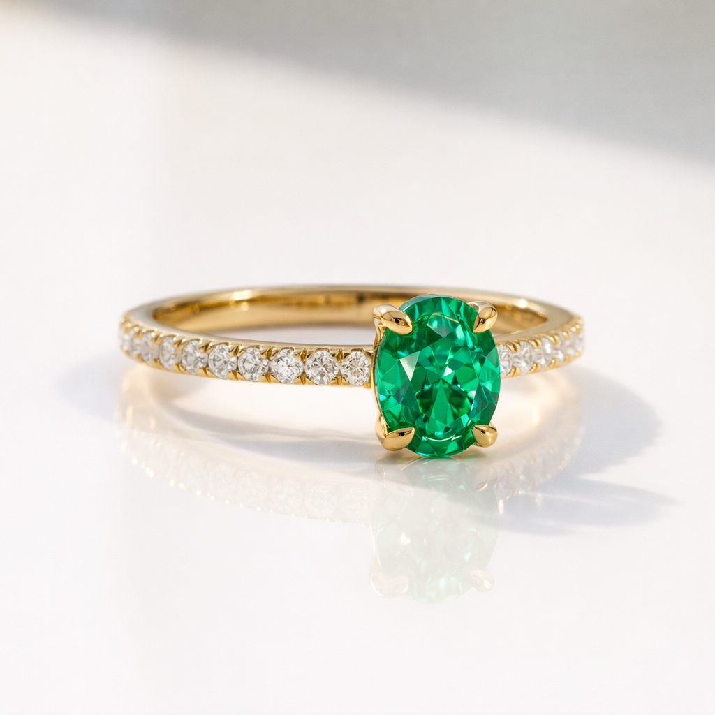 Oval Gemstone Engagement Ring In Yellow Gold
