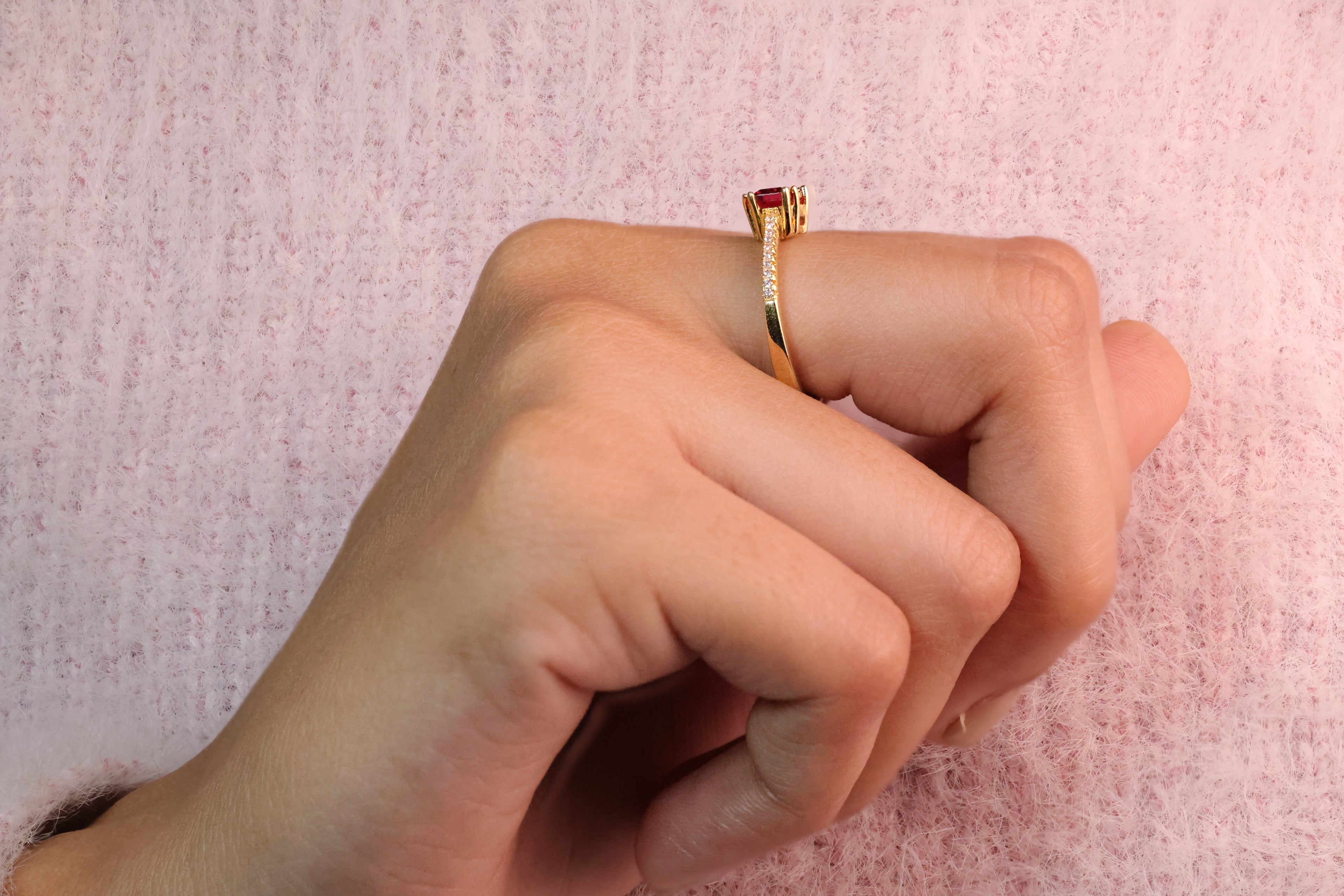 East West Diamond Ring Radiant Cut Diamond Or Moissanite Pave Setting.
