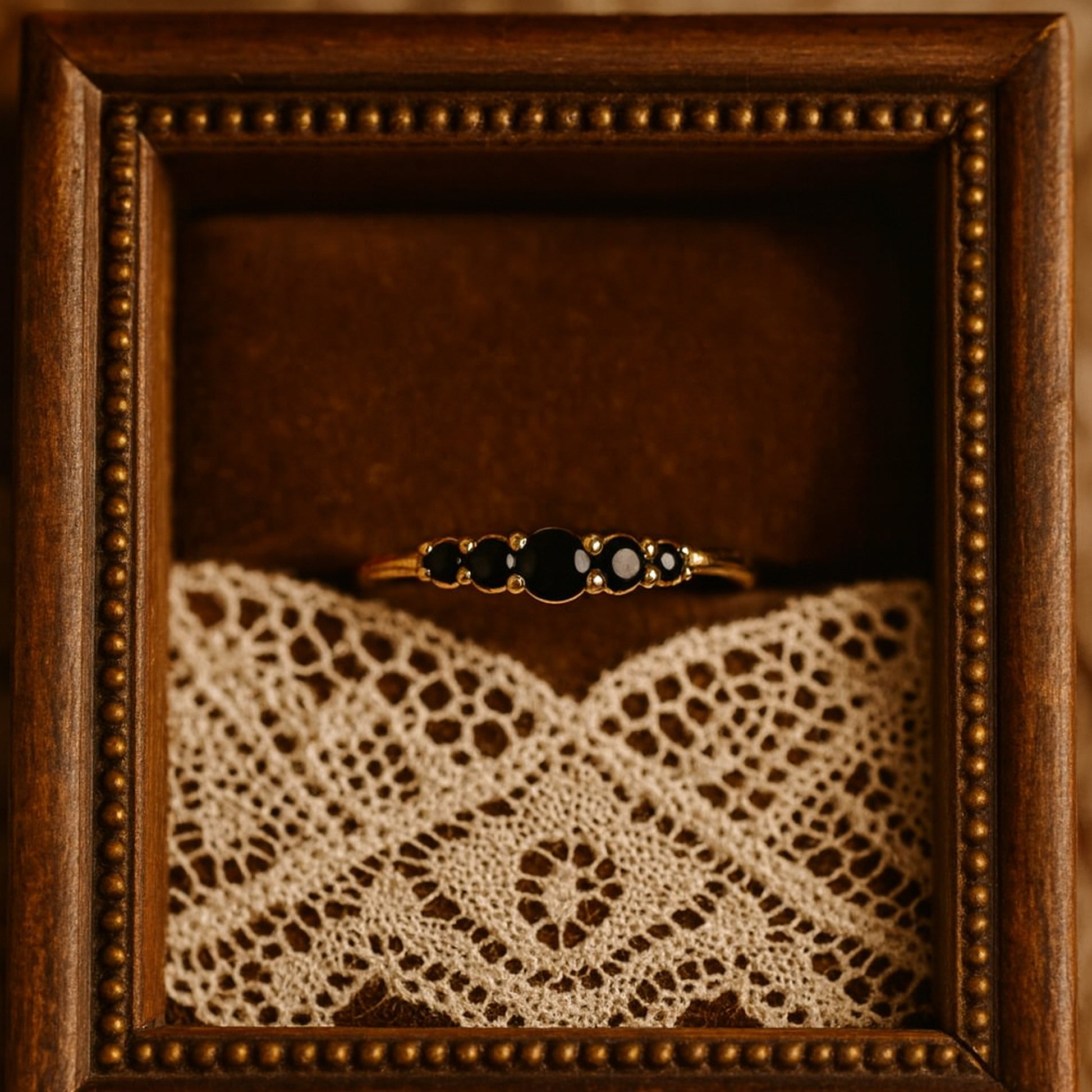 Engagement Black Round Five Stone Jewelry Gold Cross Ring
