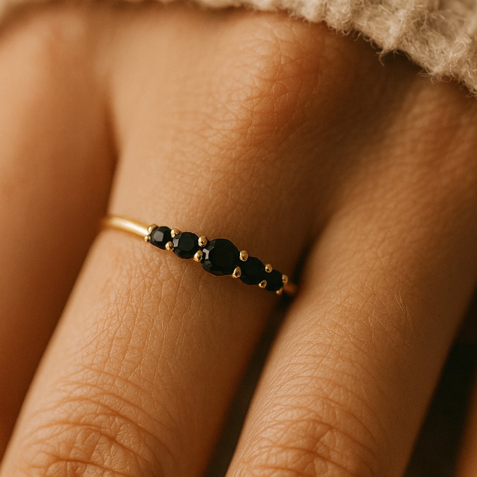 Engagement Black Round Five Stone Jewelry Gold Cross Ring
