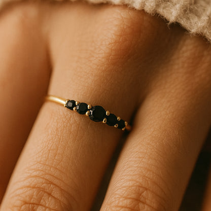 Engagement Black Round Five Stone Jewelry Gold Cross Ring
