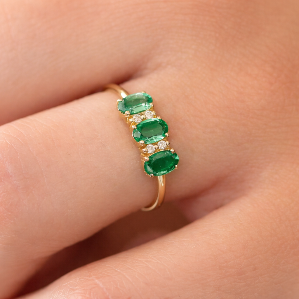 Emerald And Diamond Engagement Ring
