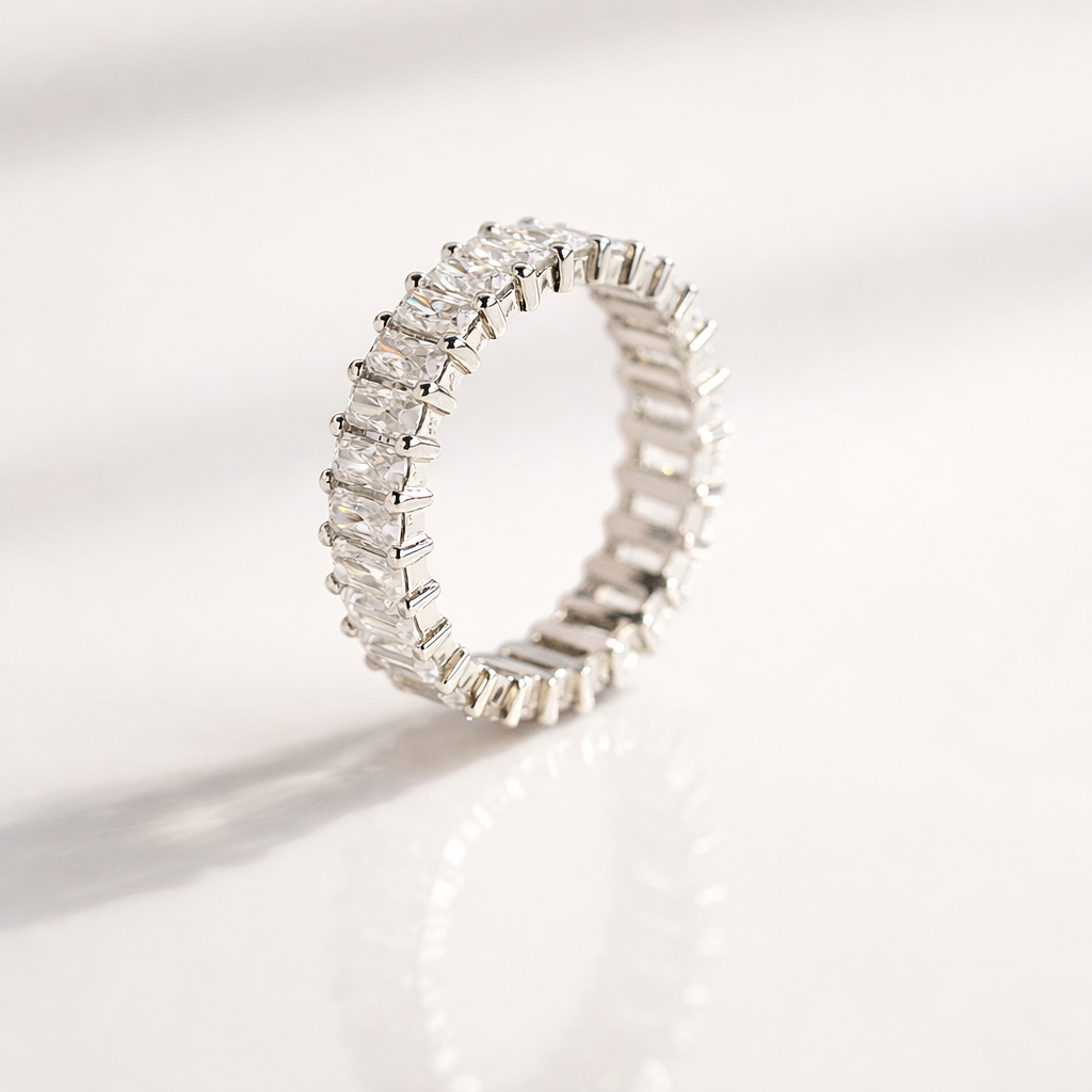 Radiant Cut Diamond Eternity Wedding Band With Modern Elegant Style
