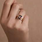 Garnet Ring With Bezel Setting
