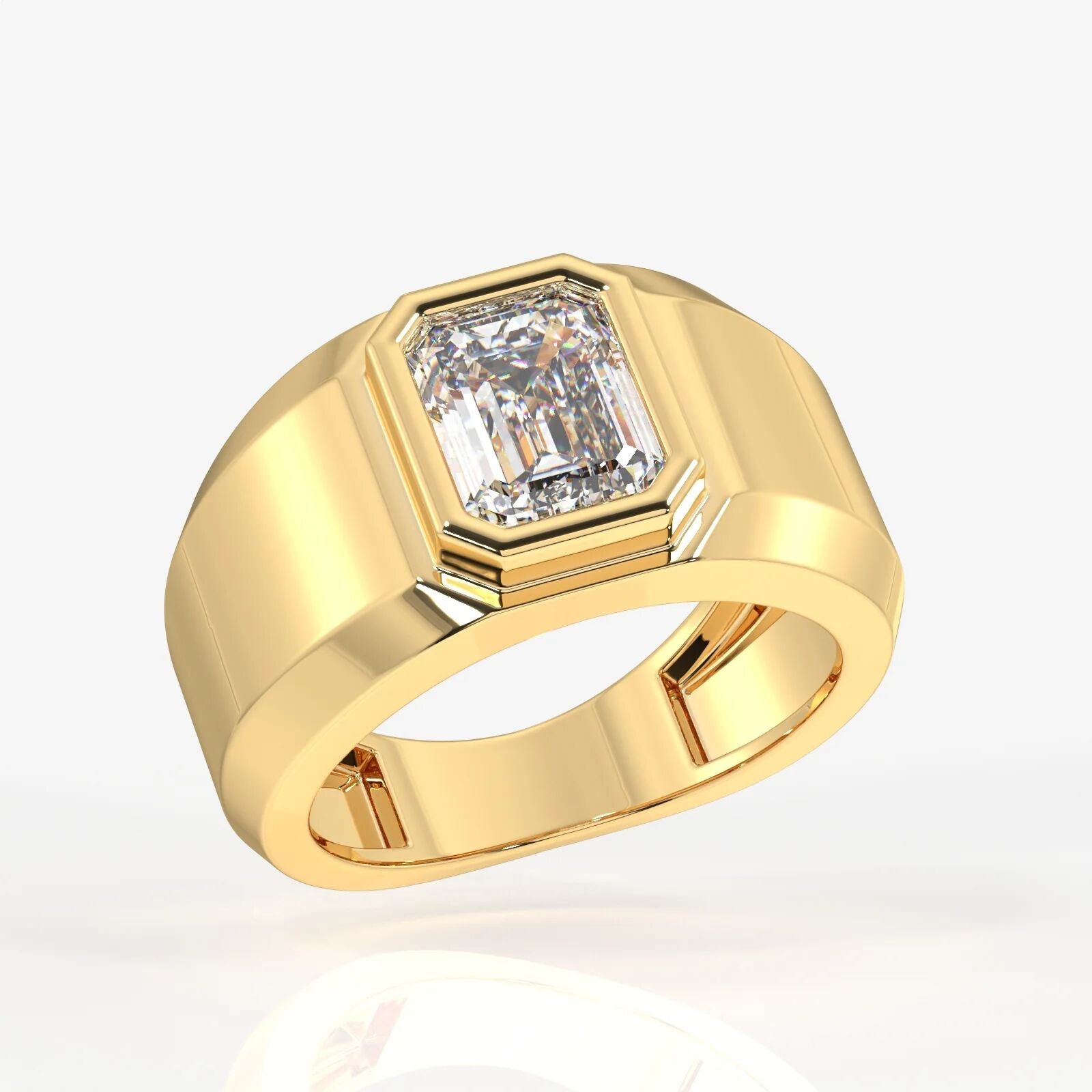 Emerald Cut Ring For Men Moissanite Diamond Mens Ring Gypsy Style
