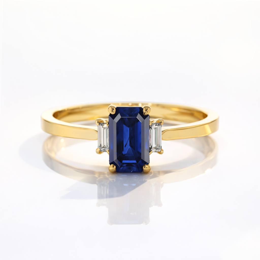 Elegant Sapphire Ring With Side Stones
