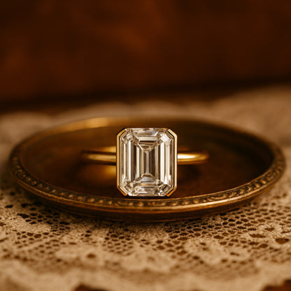 Emerald Cut Diamond Solitaire Ring in Modern Bezel Setting – Elegant Women’s Fine Jewelry