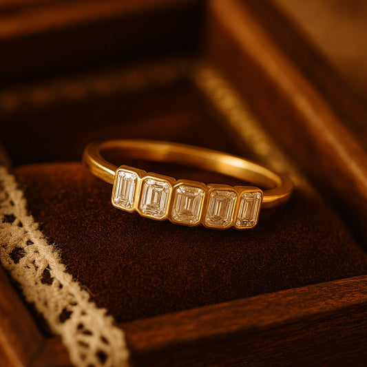 Wedding Bands for a Woman Bezel Emerald Cut Rings
