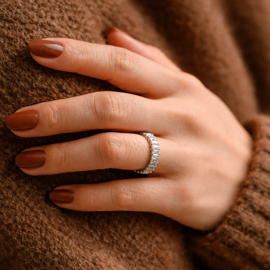 Emerald Cut Eternity Wedding Band With Sleek White Gold Setting
