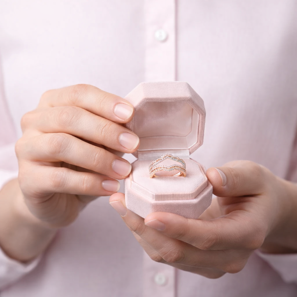 Diamond Wedding Band Curved Enhancer With Elegant Two Tone Design
