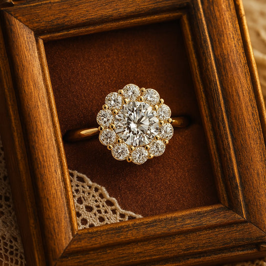 Promise Rings Floral Halo Engagement Ring Bridal Anniversary Jewelry Gift Moissanite Love Proposal Gemstone 