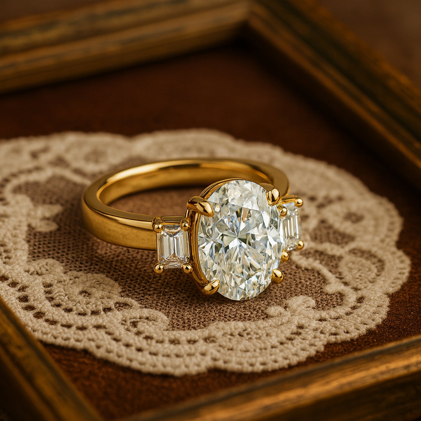 Classic Oval Diamond Ring With Gold Band – Timeless Bridal Jewelry