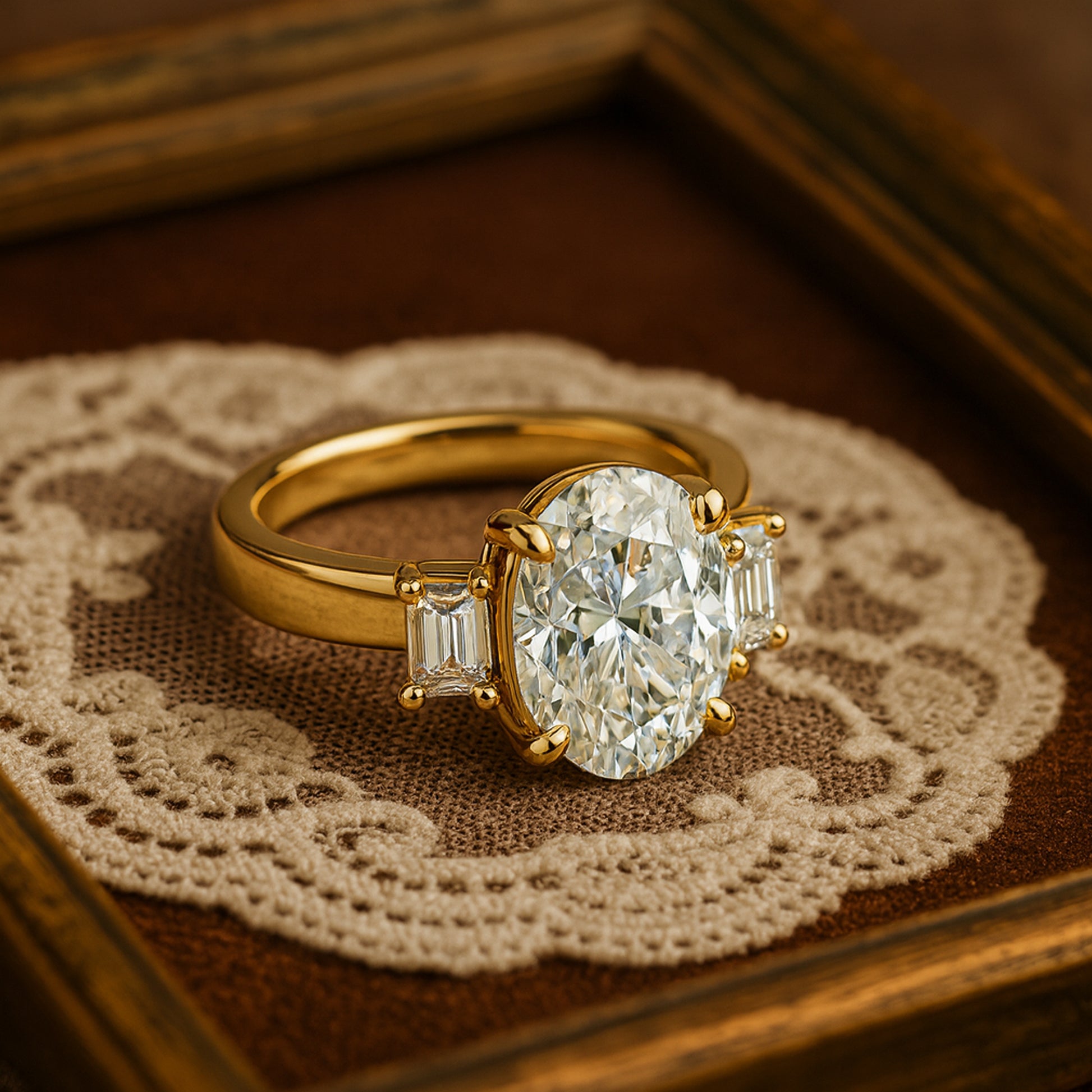 Classic Oval Diamond Ring With Gold Band – Timeless Bridal Jewelry