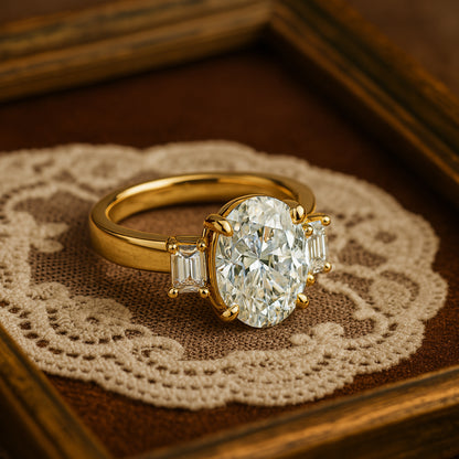 Classic Oval Diamond Ring With Gold Band – Timeless Bridal Jewelry