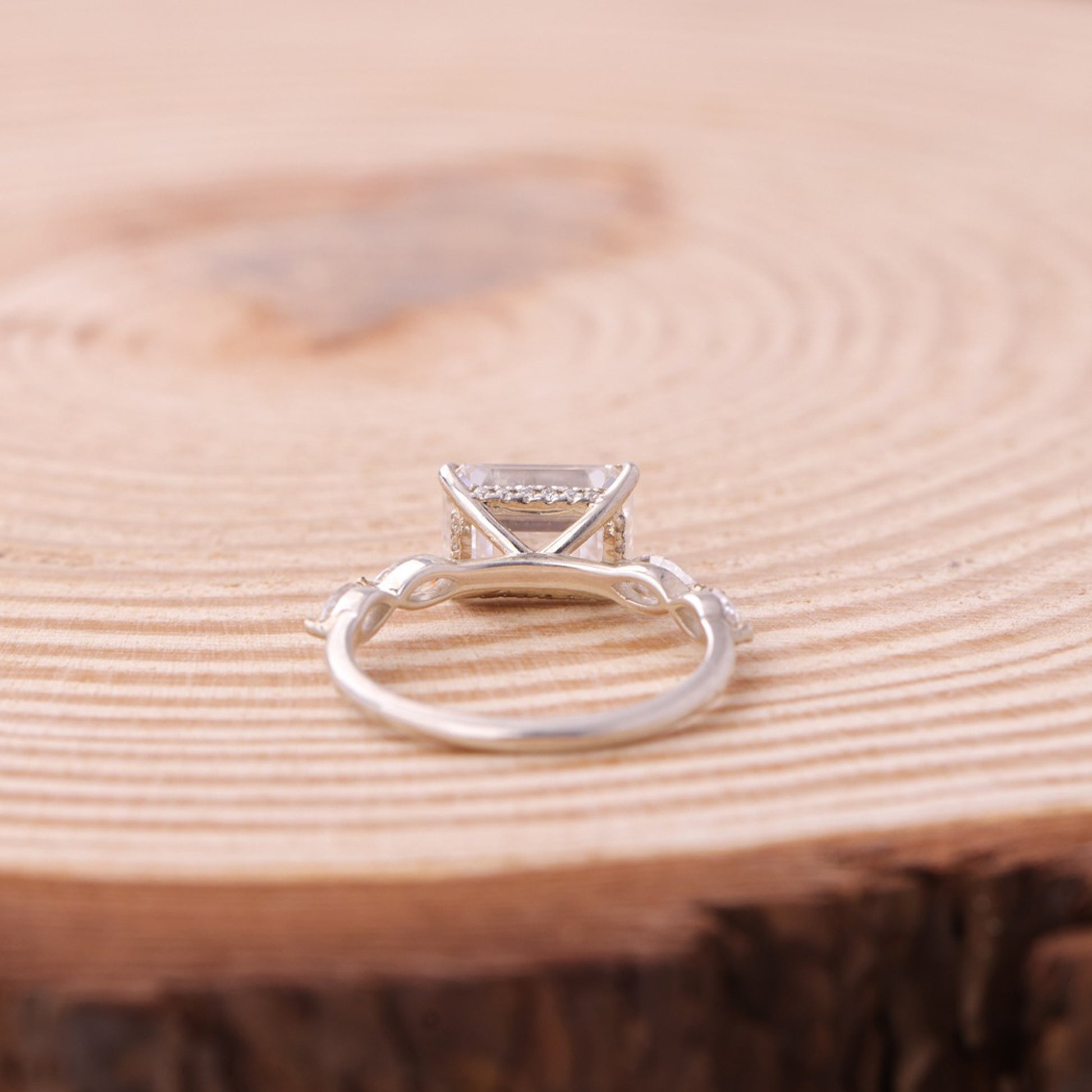 Engagement Emerald Cut Ring, Moissanite Marquise Side Stones Fine Jewelry With Romance 