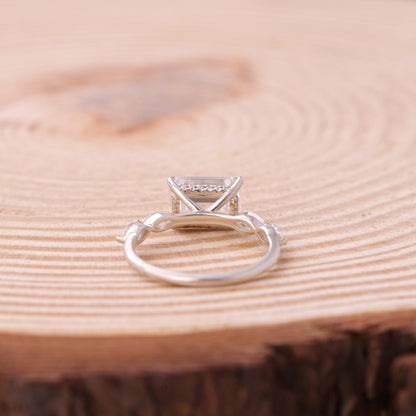 Engagement Emerald Cut Ring, Moissanite Marquise Side Stones Fine Jewelry With Romance 