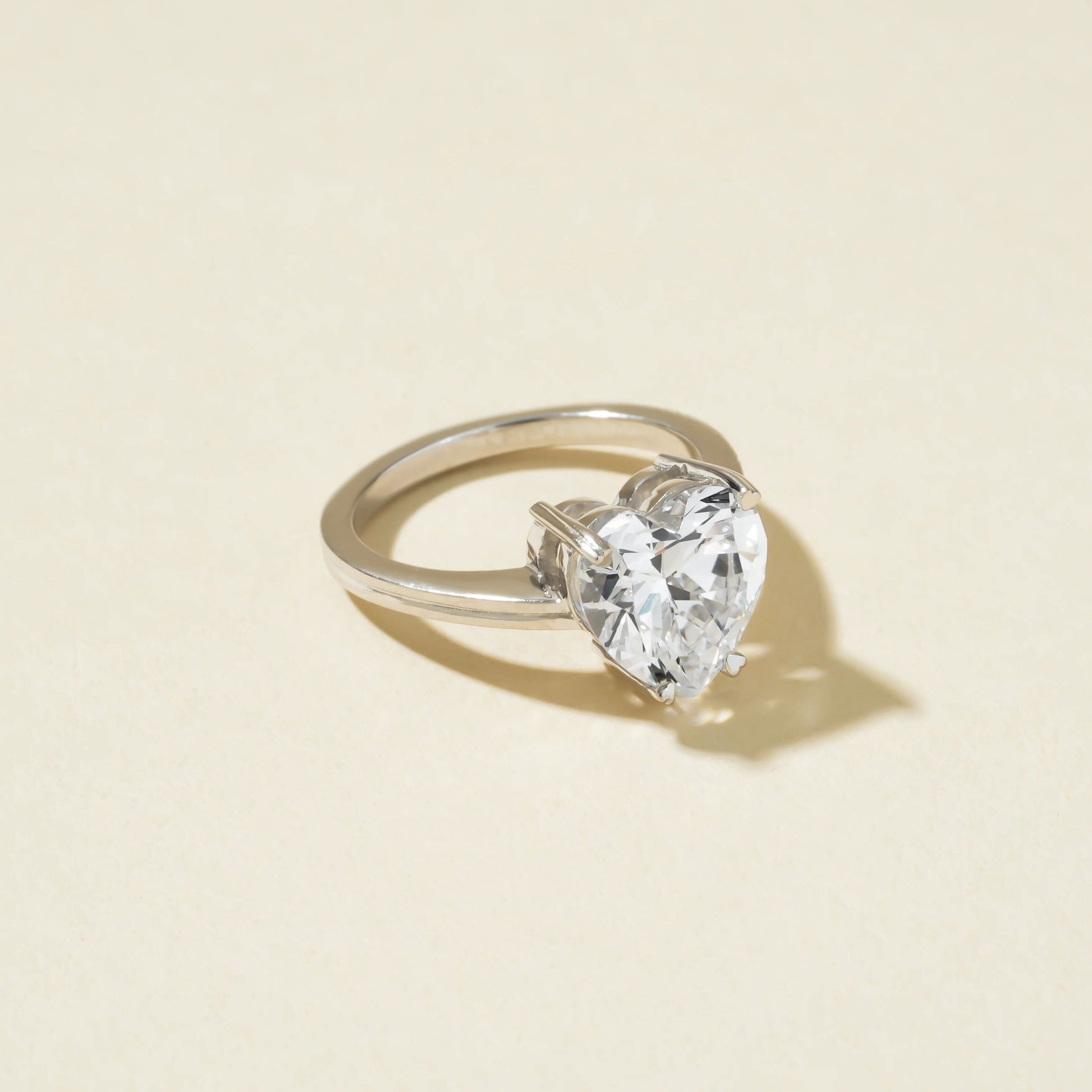 Moissanite Heart Engagement Ring, Solitaire Setting Fine Jewelry With Brilliance