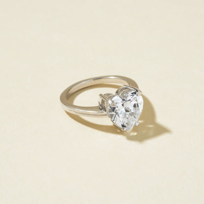Moissanite Heart Engagement Ring, Solitaire Setting Fine Jewelry With Brilliance