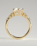 Round Engagement Ring With Side Stones In Yellow Gold Or Rose Gold