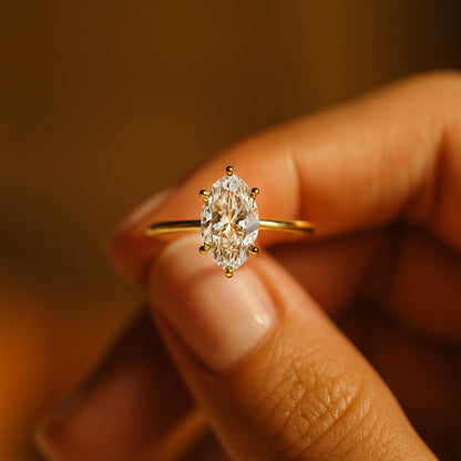 Women's Wedding Band Featuring Luxury Marquise Moissanite Stone, Perfect Alternative To Diamonds.