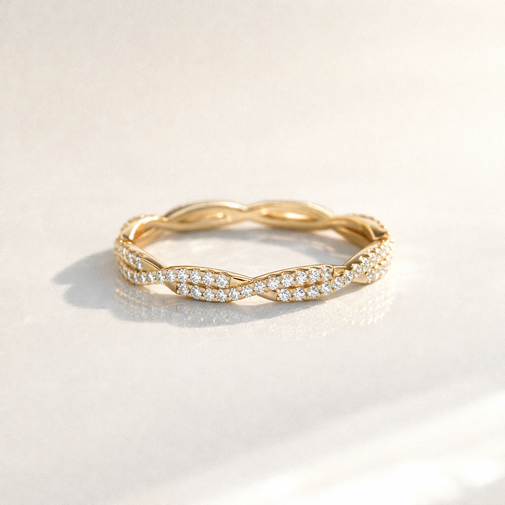Diamond Twist Eternity Ring With Round Cut Stones
