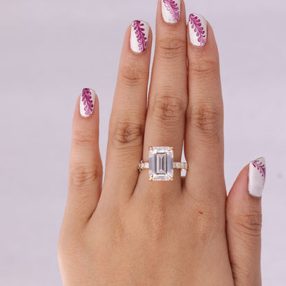Guy Wedding Bands Emerald Cut Gold Diamond Ring with Side Pave Band Diamonds Ring