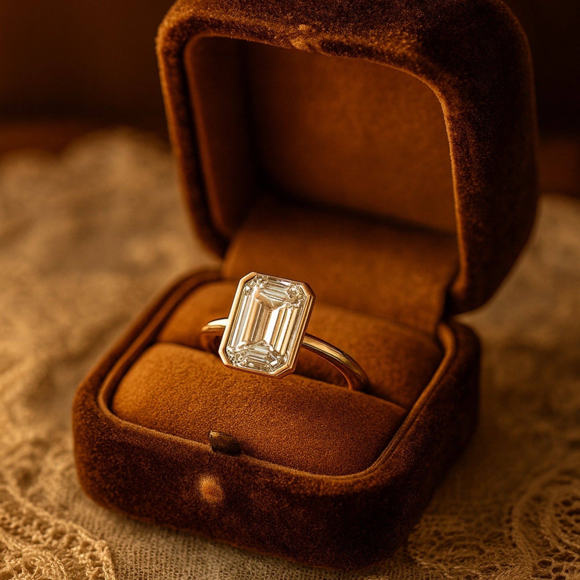 Lab-Grown Emerald Cut Diamond Ring in 18K Gold – Ethical Luxury with Worldwide Shipping