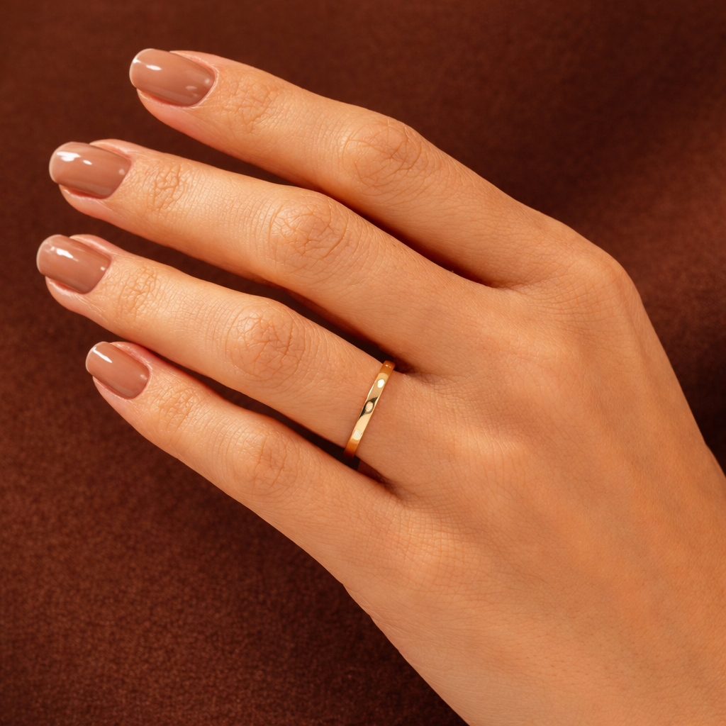 Simple Flush Set Diamond Wedding Band With Clean Modern Gold Finish
