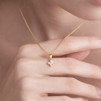 Prong Setting Four Pear Cut Pendant Diamond Clover Pendant
