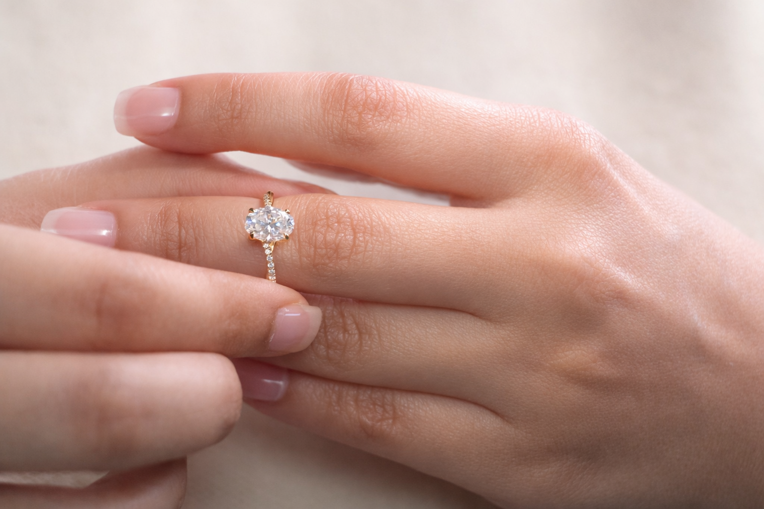 Oval Cut Lab Grown Diamond Ring Twisted Pave Wedding Band Diiro.
