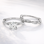 Yellow gold twisted diamond ring bridal set
