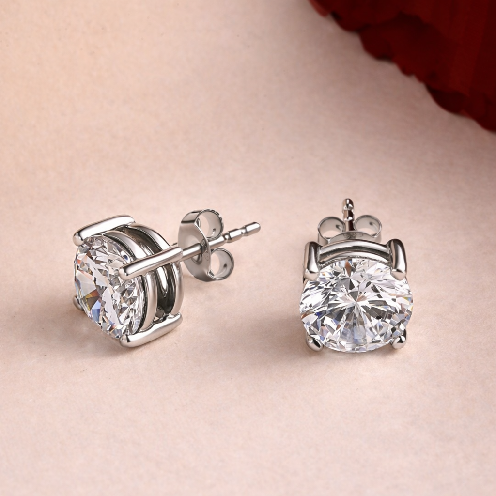 3 Carat Diamond Stud Earrings White Gold Earrings Moissanite Diamond Earrings.
