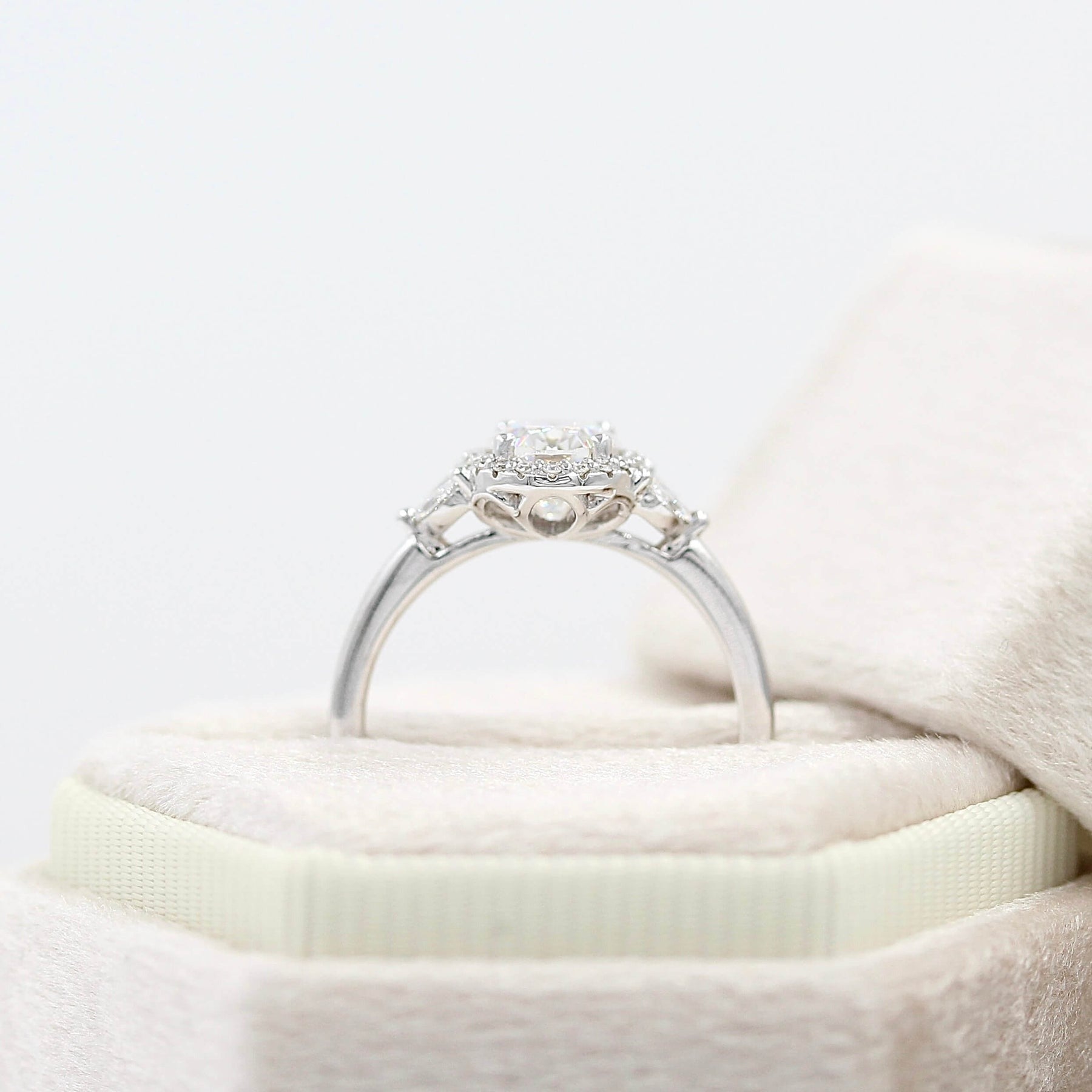 Oval Cut Center Stone Nature Inspired Engagement Ring Yellow Gold White Gold.
