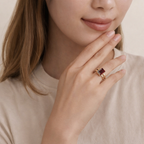 White Gold Garnet Engagement Ring
