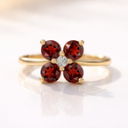 Garnet Flower Engagement Ring

