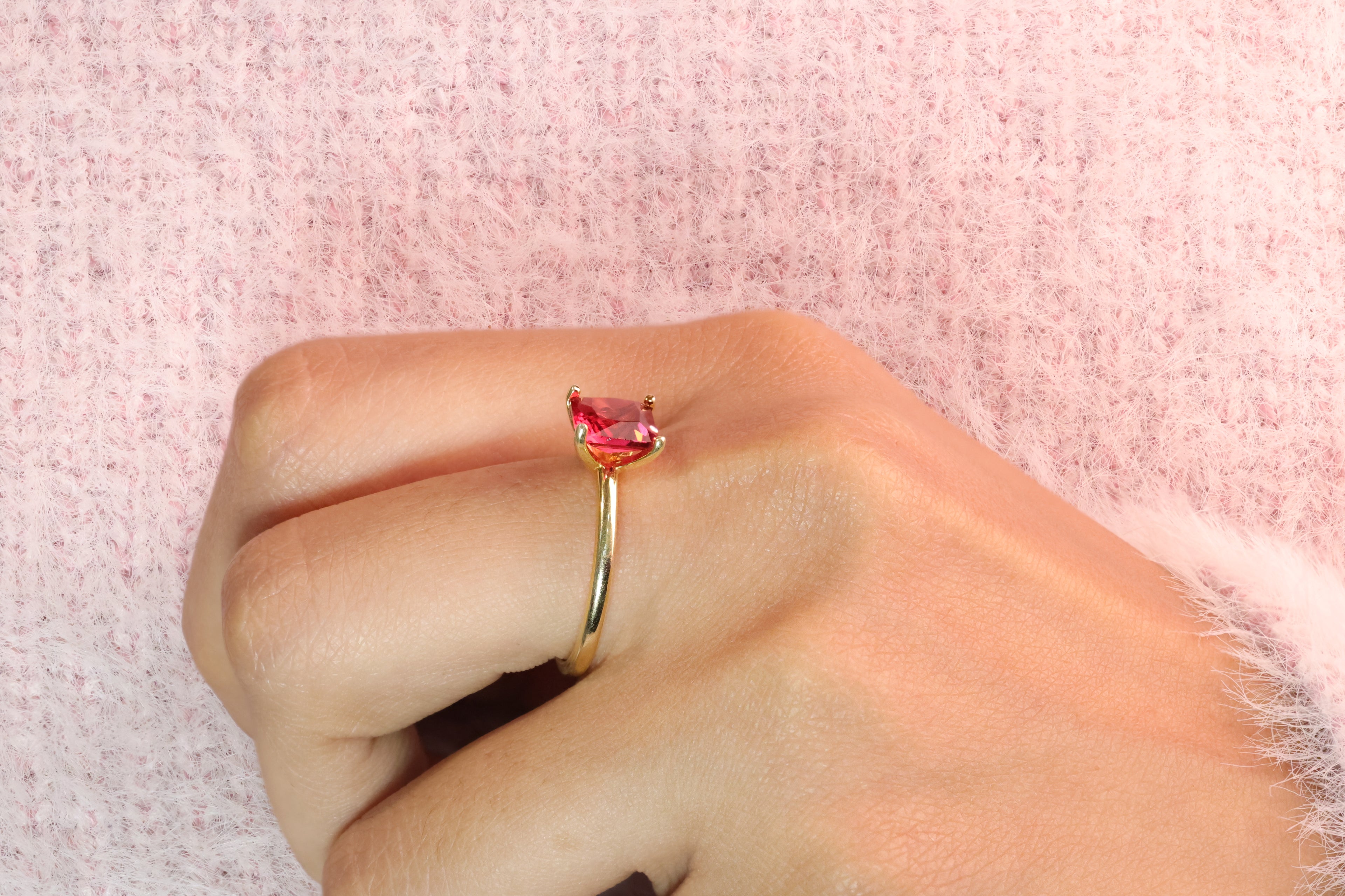 Garnet Ring Solitaire Princess Cut Engagement Ring Custom Jewelry.
