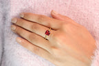Birthstone January Ring Princess Cut Solitaire Ring Yellow Gold Band.

