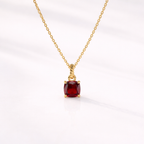 Garnet Pendant Cushion Cut Diamond Solitaire Pendant Birthstone Pendant
