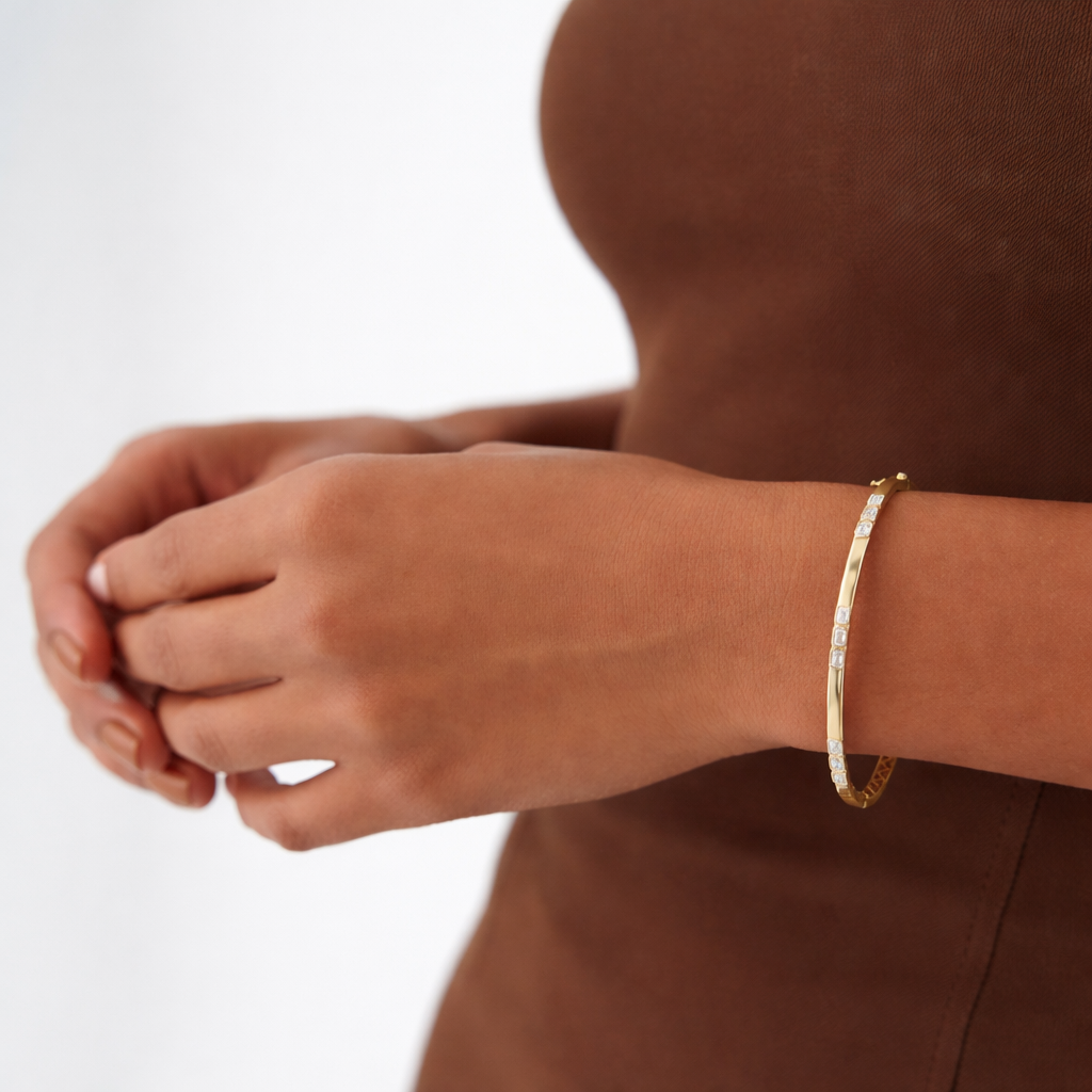 Layered diamond bracelet stack for women
