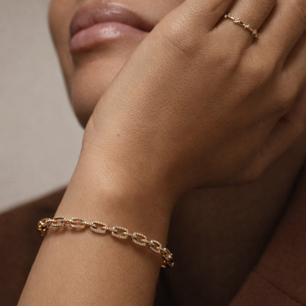 Round Cut Chain Link Bracelets