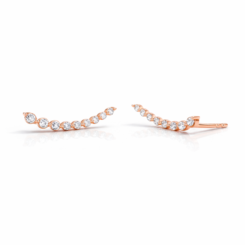 Round Cut Diamond Ear Crawler Earrings For Women
