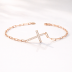 Round cut diamond cross bracelet for women
