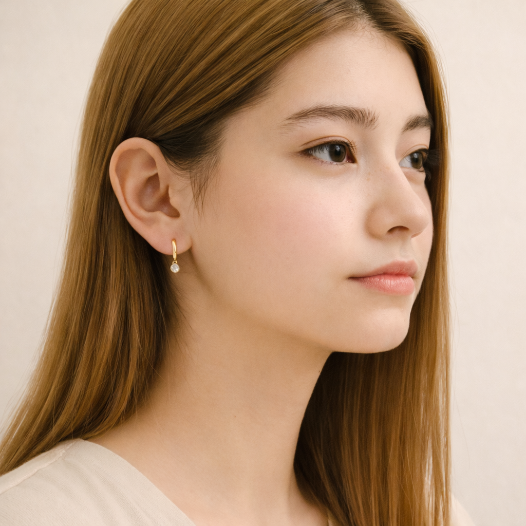 Diamond Huggie Hoop Earrings In Gold Bezel Setting
