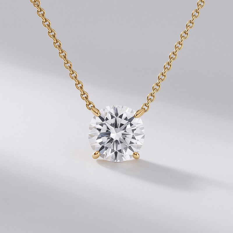 Custom Diamond Pendant With 1 Carat Diamond Pendant And Round Cut Diamond Or Moissanite
