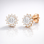 Sparkling Round Cut Diamond Earrings In Yellow White Or Rose Gold Settings
