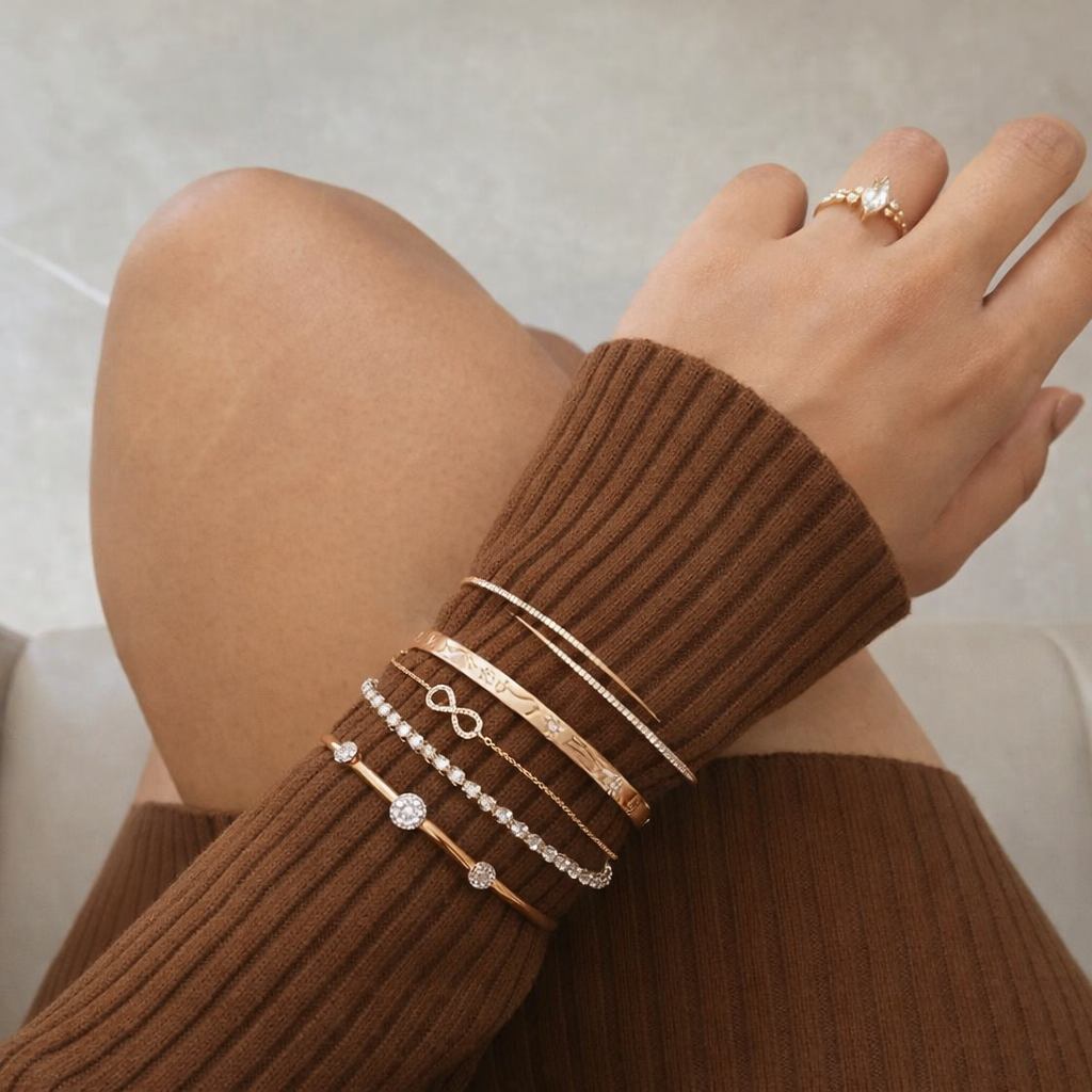 Rose gold infinity bracelet with diamonds
